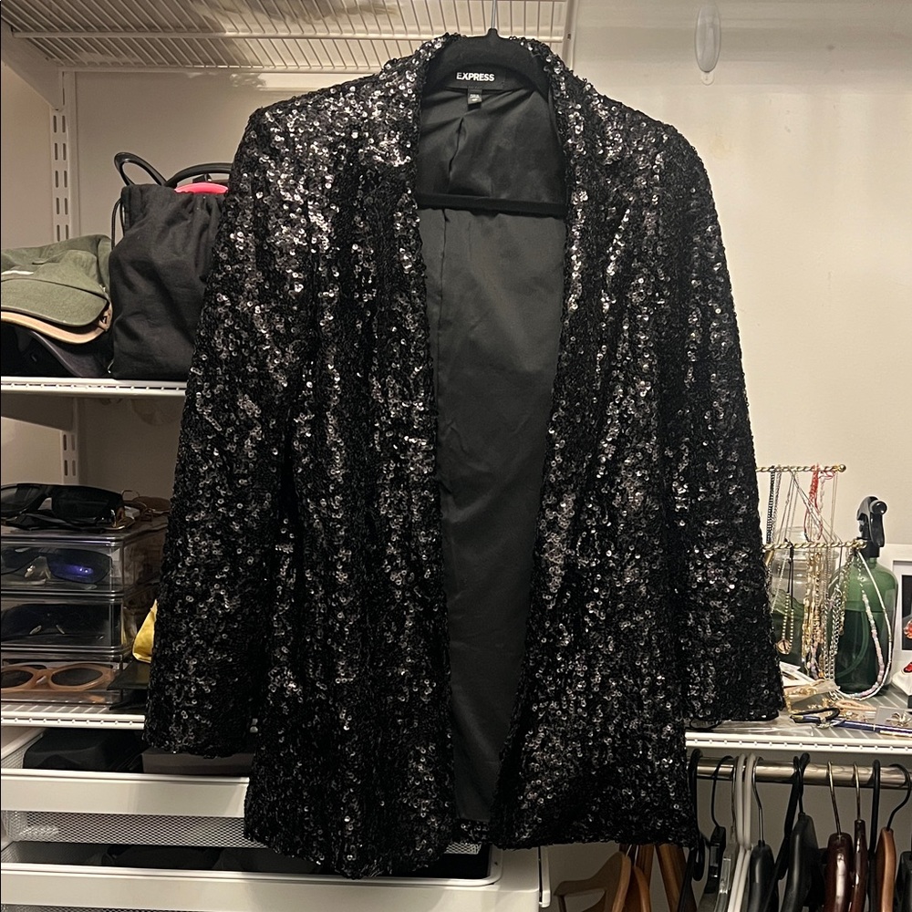 Express Black Sequin Blazer